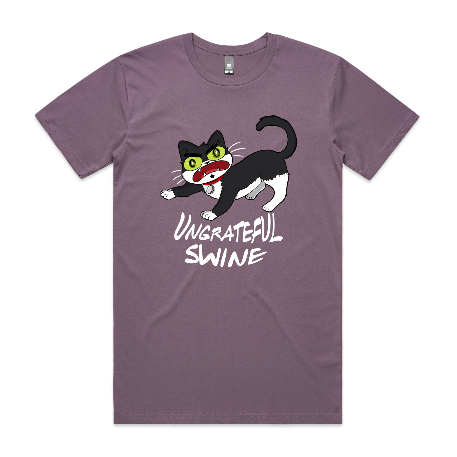 Mauve unisex t-shirt with Ungrateful Swine graphic by Lonely Kids Club