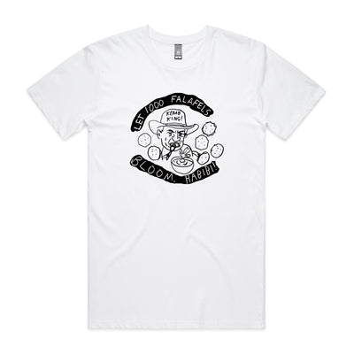 1000 Falafels Tee by Lonely Kids Club. All clothing from our T-shirts to our shorts and hoodies are ethically made, and printed packed and shipped from Sydney.