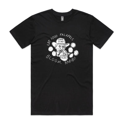 1000 Falafels Tee by Lonely Kids Club. All clothing from our T-shirts to our shorts and hoodies are ethically made, and printed packed and shipped from Sydney.