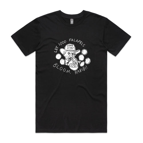 1000 Falafels Tee by Lonely Kids Club. All clothing from our T-shirts to our shorts and hoodies are ethically made, and printed packed and shipped from Sydney.