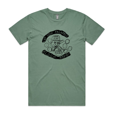 1000 Falafels Tee by Lonely Kids Club. All clothing from our T-shirts to our shorts and hoodies are ethically made, and printed packed and shipped from Sydney.