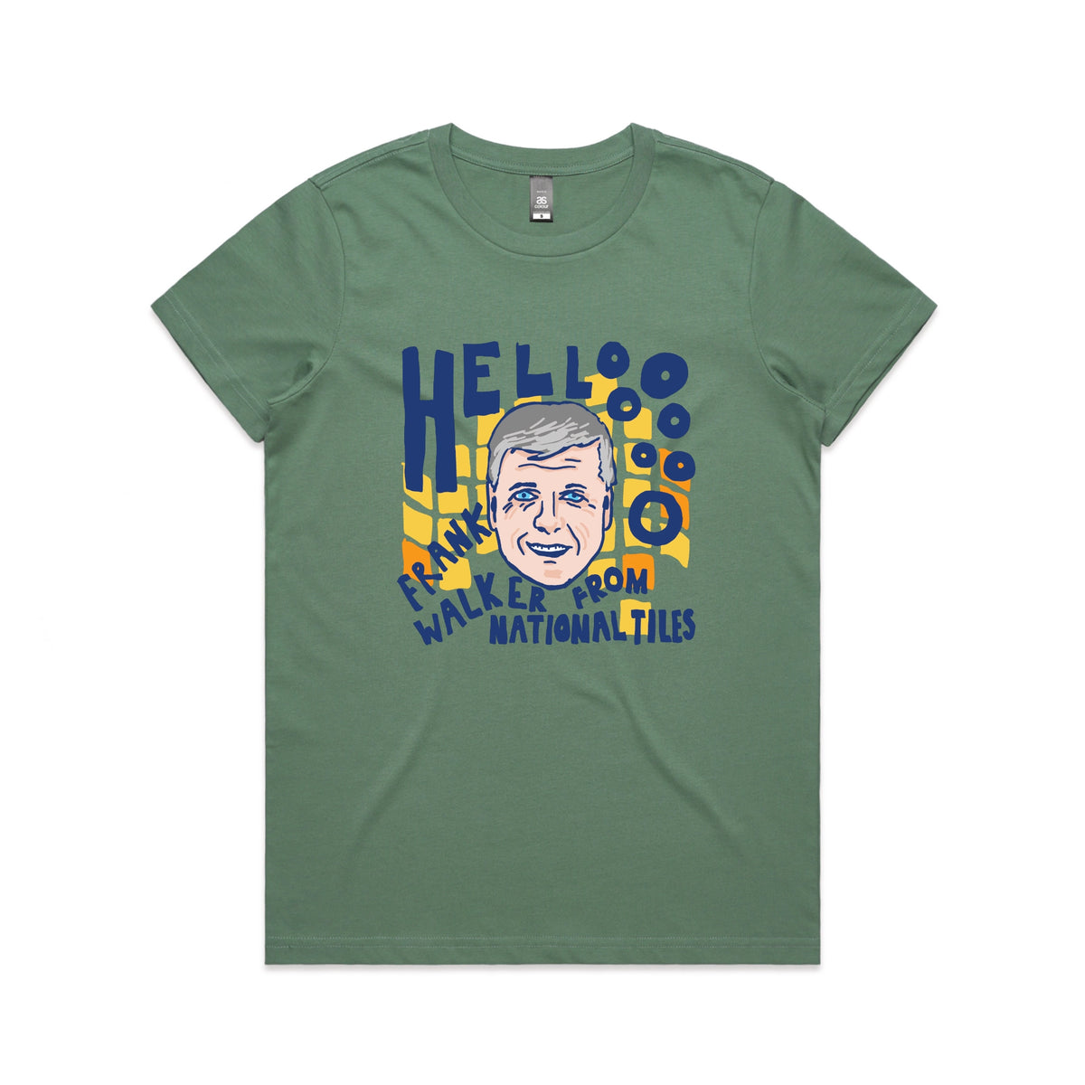 Sage fitted womens t-shirt with Frank Walker graphic by Lonely Kids Club