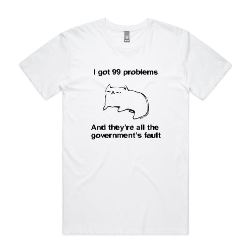 99 Problems Tee by Lonely Kids Club. All clothing from our T-shirts to our shorts and hoodies are ethically made, and printed packed and shipped from Sydney.