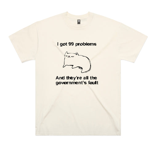 99 Problems Tee by Lonely Kids Club. All clothing from our T-shirts to our shorts and hoodies are ethically made, and printed packed and shipped from Sydney.