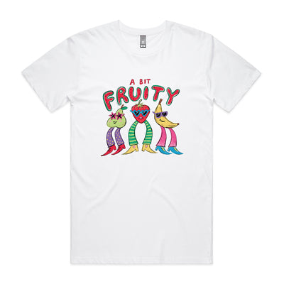 A Bit Fruity Tee by Lonely Kids Club. All clothing from our T-shirts to our shorts and hoodies are ethically made, and printed packed and shipped from Sydney.