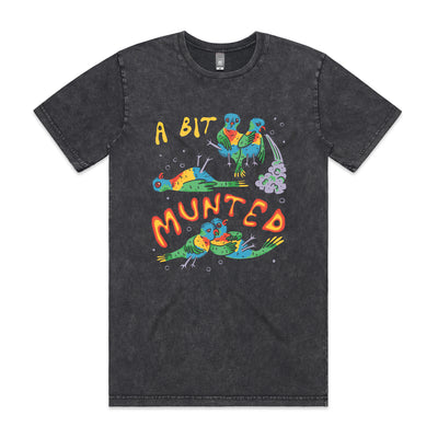A Bit Munted Tee by Lonely Kids Club. All clothing from our T-shirts to our shorts and hoodies are ethically made, and printed packed and shipped from Sydney.