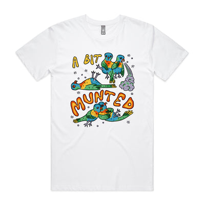 A Bit Munted Tee by Lonely Kids Club. All clothing from our T-shirts to our shorts and hoodies are ethically made, and printed packed and shipped from Sydney.