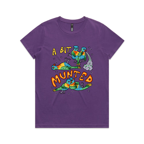 A Bit Munted Tee by Lonely Kids Club. All clothing from our T-shirts to our shorts and hoodies are ethically made, and printed packed and shipped from Sydney.