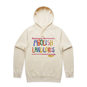 Abolish Landlords Hoodie by Lonely Kids Club. All clothing from our T-shirts to our shorts and hoodies are ethically made, and printed packed and shipped from Sydney.