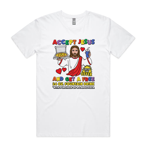 Accept Jesus Tee by Lonely Kids Club. All clothing from our T-shirts to our shorts and hoodies are ethically made, and printed packed and shipped from Sydney.