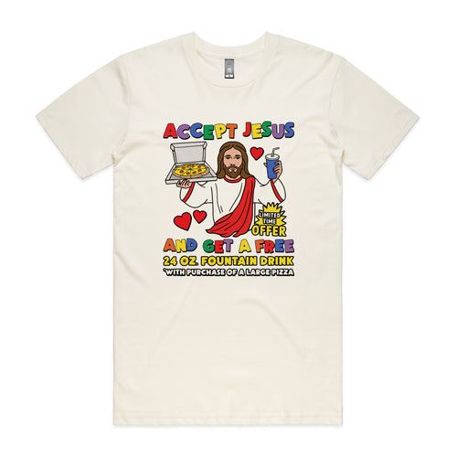 Accept Jesus Tee by Lonely Kids Club. All clothing from our T-shirts to our shorts and hoodies are ethically made, and printed packed and shipped from Sydney.