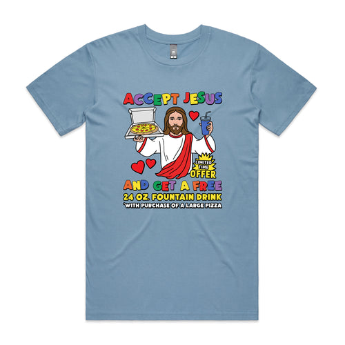 Accept Jesus Tee by Lonely Kids Club. All clothing from our T-shirts to our shorts and hoodies are ethically made, and printed packed and shipped from Sydney.