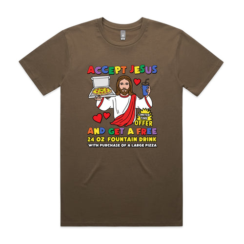 Accept Jesus Tee by Lonely Kids Club. All clothing from our T-shirts to our shorts and hoodies are ethically made, and printed packed and shipped from Sydney.