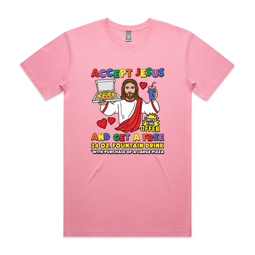 Accept Jesus Tee by Lonely Kids Club. All clothing from our T-shirts to our shorts and hoodies are ethically made, and printed packed and shipped from Sydney.