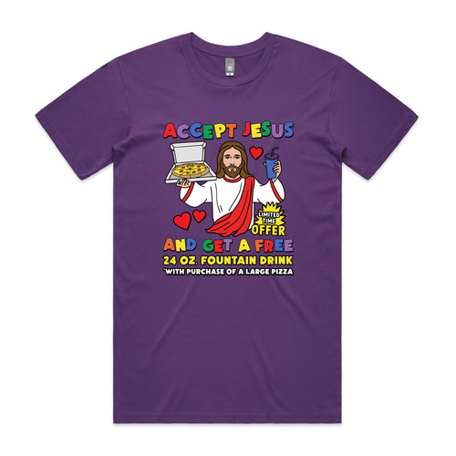 Accept Jesus Tee by Lonely Kids Club. All clothing from our T-shirts to our shorts and hoodies are ethically made, and printed packed and shipped from Sydney.