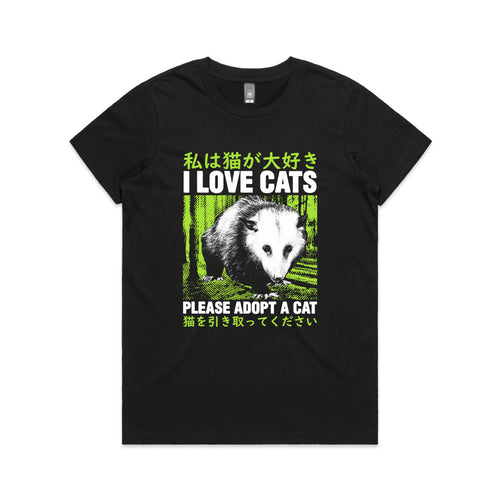 Adopt A Cat Tee by Lonely Kids Club. All clothing from our T-shirts to our shorts and hoodies are ethically made, and printed packed and shipped from Sydney.