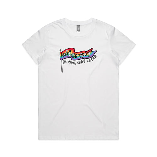 Aftergay Tee by Lonely Kids Club. All clothing from our T-shirts to our shorts and hoodies are ethically made, and printed packed and shipped from Sydney.