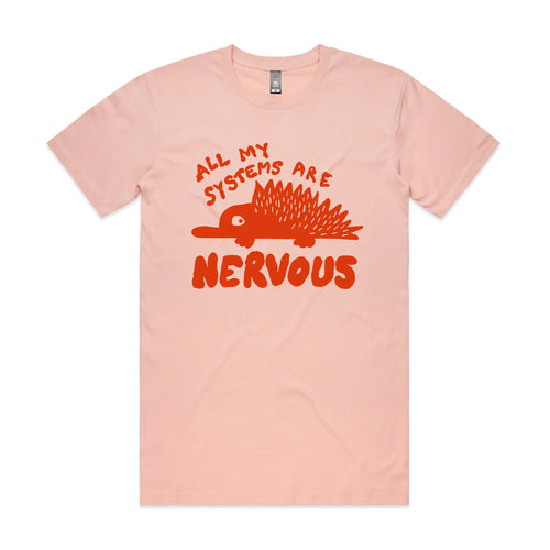 All My Systems Are Nervous Tee by Lonely Kids Club. All clothing from our T-shirts to our shorts and hoodies are ethically made, and printed packed and shipped from Sydney.