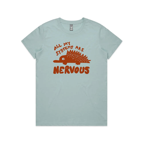 All My Systems Are Nervous Tee by Lonely Kids Club. All clothing from our T-shirts to our shorts and hoodies are ethically made, and printed packed and shipped from Sydney.
