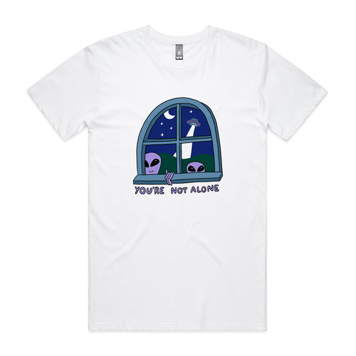 You're Not Alone Tee by Lonely Kids Club. All clothing from our T-shirts to our shorts and hoodies are ethically made, and printed packed and shipped from Sydney.