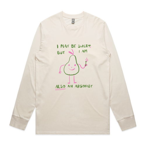 Also An Arsonist Tee by Lonely Kids Club. All clothing from our T-shirts to our shorts and hoodies are ethically made, and printed packed and shipped from Sydney.