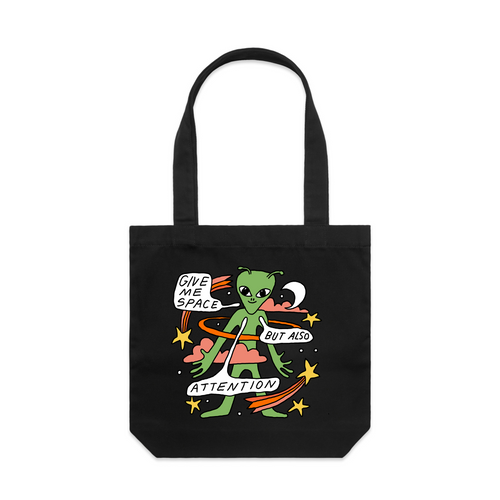 Also Attention Tote by Lonely Kids Club. All clothing from our T-shirts to our shorts and hoodies are ethically made, and printed packed and shipped from Sydney.