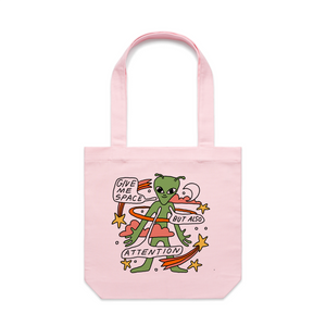 Also Attention Tote by Lonely Kids Club. All clothing from our T-shirts to our shorts and hoodies are ethically made, and printed packed and shipped from Sydney.