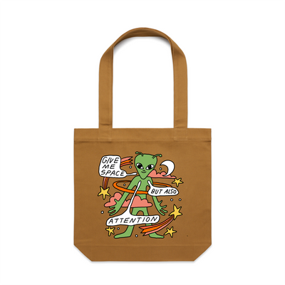 Also Attention Tote by Lonely Kids Club. All clothing from our T-shirts to our shorts and hoodies are ethically made, and printed packed and shipped from Sydney.