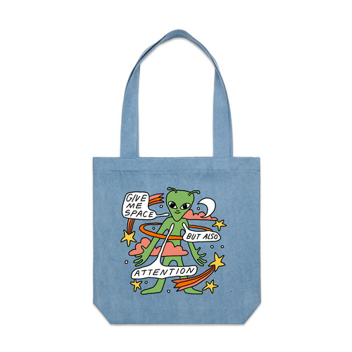 Also Attention Tote by Lonely Kids Club. All clothing from our T-shirts to our shorts and hoodies are ethically made, and printed packed and shipped from Sydney.