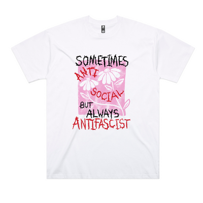 Always Antifascist Oversized Tee by Lonely Kids Club. All clothing from our T-shirts to our shorts and hoodies are ethically made, and printed packed and shipped from Sydney.