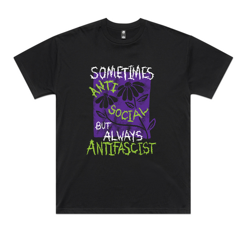 Always Antifascist Oversized Tee by Lonely Kids Club. All clothing from our T-shirts to our shorts and hoodies are ethically made, and printed packed and shipped from Sydney.