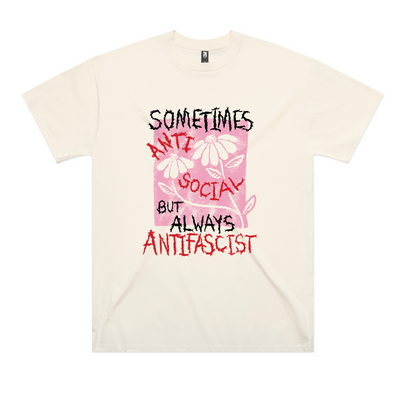 Always Antifascist Oversized Tee by Lonely Kids Club. All clothing from our T-shirts to our shorts and hoodies are ethically made, and printed packed and shipped from Sydney.