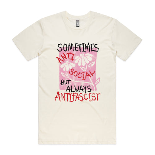 Always Antifascist Tee by Lonely Kids Club. All clothing from our T-shirts to our shorts and hoodies are ethically made, and printed packed and shipped from Sydney.