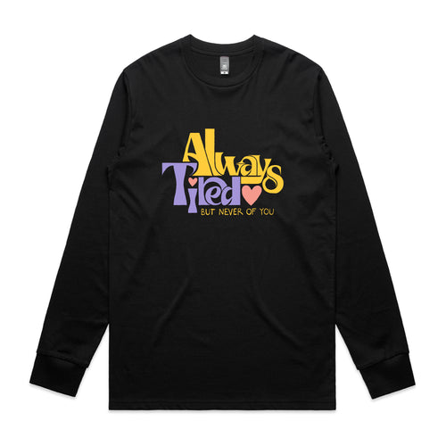 Always Tired Tee by Lonely Kids Club. All clothing from our T-shirts to our shorts and hoodies are ethically made, and printed packed and shipped from Sydney.