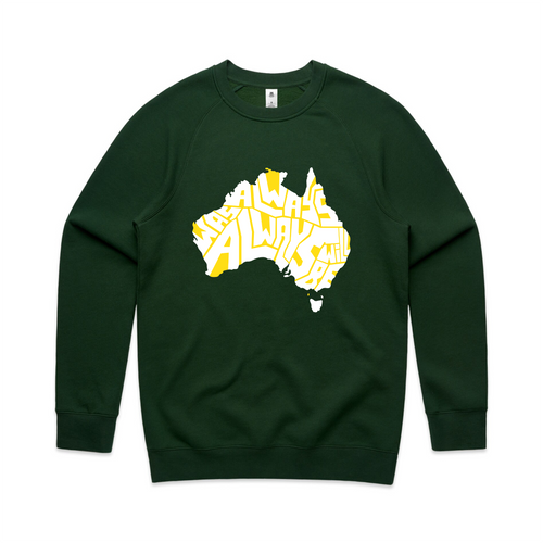 Always Was Charity Jumper by Lonely Kids Club. All clothing from our T-shirts to our shorts and hoodies are ethically made, and printed packed and shipped from Sydney.