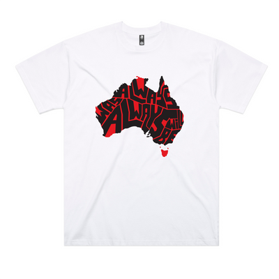 Always Was Charity Tee by Lonely Kids Club. All clothing from our T-shirts to our shorts and hoodies are ethically made, and printed packed and shipped from Sydney.