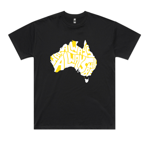 Always Was Charity Tee by Lonely Kids Club. All clothing from our T-shirts to our shorts and hoodies are ethically made, and printed packed and shipped from Sydney.
