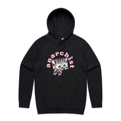 Anarchist Hoodie by Lonely Kids Club. All clothing from our T-shirts to our shorts and hoodies are ethically made, and printed packed and shipped from Sydney.