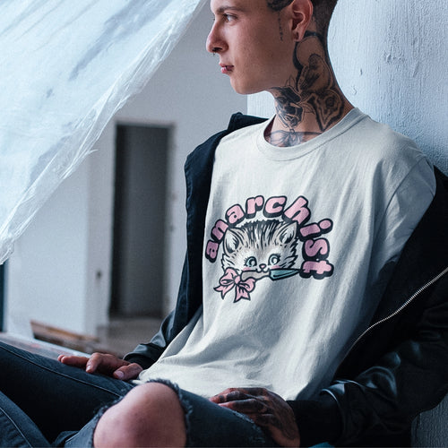 Anarchist Tee by Lonely Kids Club. All clothing from our T-shirts to our shorts and hoodies are ethically made, and printed packed and shipped from Sydney.