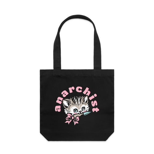 Anarchist Tote by Lonely Kids Club. All clothing from our T-shirts to our shorts and hoodies are ethically made, and printed packed and shipped from Sydney.