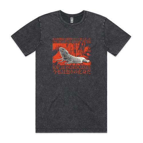 Anger Incarnate Tee by Lonely Kids Club. All clothing from our T-shirts to our shorts and hoodies are ethically made, and printed packed and shipped from Sydney.