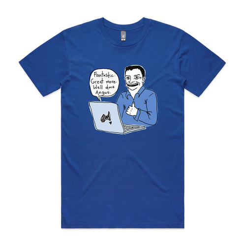 Well Done Angus Tee by Lonely Kids Club. All clothing from our T-shirts to our shorts and hoodies are ethically made, and printed packed and shipped from Sydney.