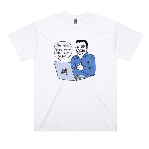 Well Done Angus Tee by Lonely Kids Club. All clothing from our T-shirts to our shorts and hoodies are ethically made, and printed packed and shipped from Sydney.