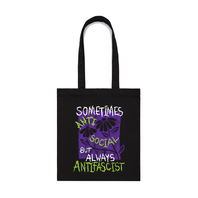 Always Antifascist Tote by Lonely Kids Club. All clothing from our T-shirts to our shorts and hoodies are ethically made, and printed packed and shipped from Sydney.