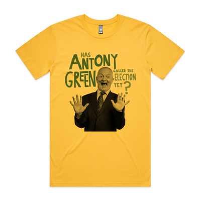 Antony Green TShirt by Lonely Kids Club. Designed, printed and packed from Sydney. Has Antony Green called the election yet? You can wear this shirt when you find out. 