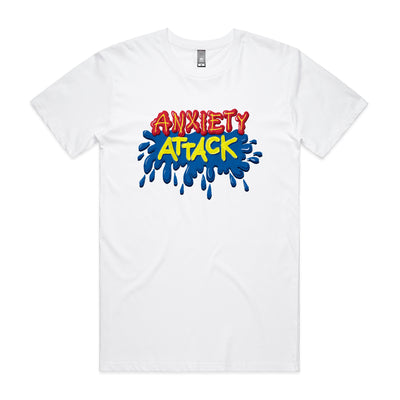 Anxiety Attack Tee by Lonely Kids Club. All clothing from our T-shirts to our shorts and hoodies are ethically made, and printed packed and shipped from Sydney.