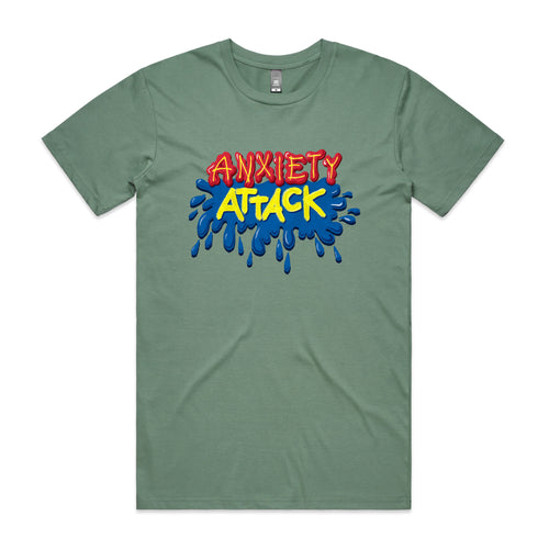 Anxiety Attack Tee by Lonely Kids Club. All clothing from our T-shirts to our shorts and hoodies are ethically made, and printed packed and shipped from Sydney.