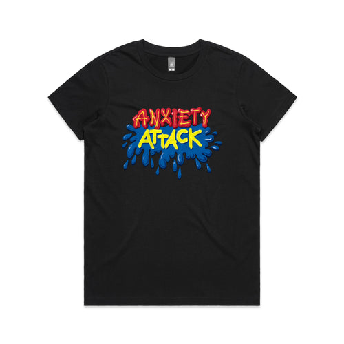 Anxiety Attack Tee by Lonely Kids Club. All clothing from our T-shirts to our shorts and hoodies are ethically made, and printed packed and shipped from Sydney.