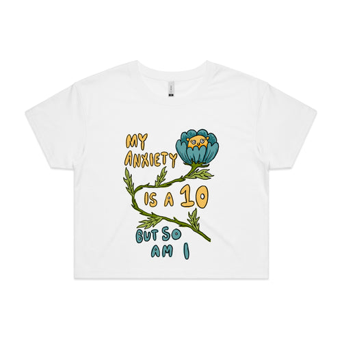 Anxiety Is A 10 Tee by Lonely Kids Club. All clothing from our T-shirts to our shorts and hoodies are ethically made, and printed packed and shipped from Sydney.