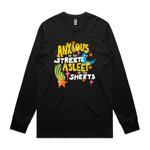 Anxious In The Streets Tee by Lonely Kids Club. All clothing from our T-shirts to our shorts and hoodies are ethically made, and printed packed and shipped from Sydney.